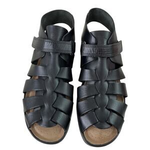 ECCO Leather Fisherman Sandals Black Comfort Walking Shoes Women’s 39 (8-8.5)